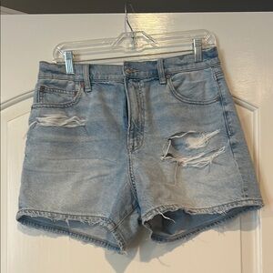 Light Blue Distressed Denim Shorts